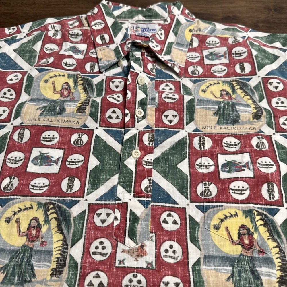 Reyn Spooner Kloth 1993 Mele Kalikimaka Hawaiian Christmas Popover Shirt Large